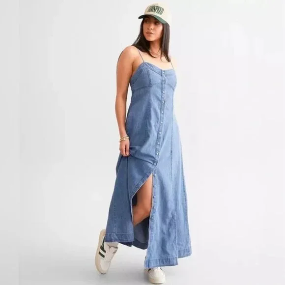 free people just jill denim maxi dress liveloveblank on LTK